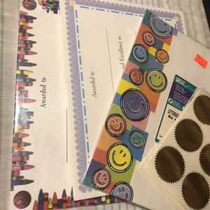 Award Print Papers, Smiley face letter head and Sticker Seals